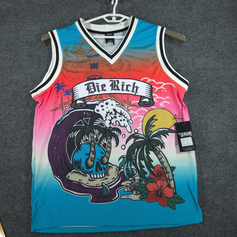 Genuine Authentic Garments Mens 3XL Aqua Blue Graphic Jersey Die Rich GN1521 NEW